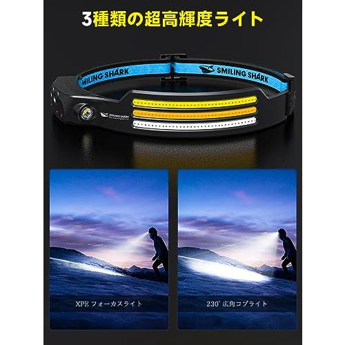 じんたん　シャークヘッドライト Smiling Shark 充電式 LED ヘッドライト 2023年最新款・PSE??・白、黄
