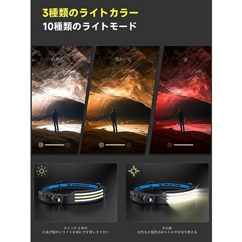 Smiling Shark 充電式 LED ヘッドライト 2023年最新款・PSE??・白、黄