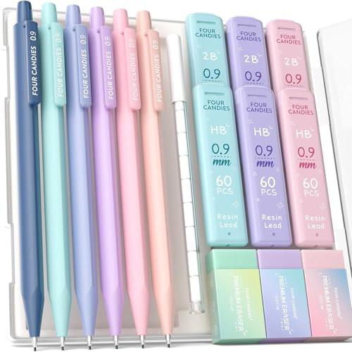 Four Candies パステルシャープペンシル 6本 セット 0.9mm HB&2B