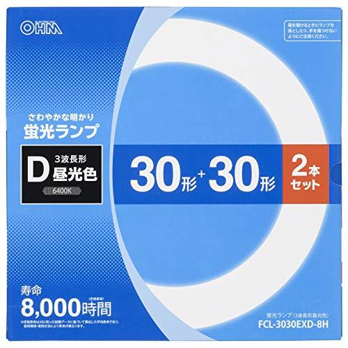オーム電機 丸形蛍光ランプ 30形+30形 3波長形昼光色 2本セット FCL-3030EXD-8H 06-4523 OHM | 