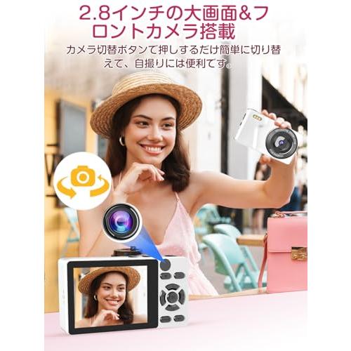 自撮り機能QZTCAMERA デジタルカメラ 4K デジカメ 6400万画素 64g