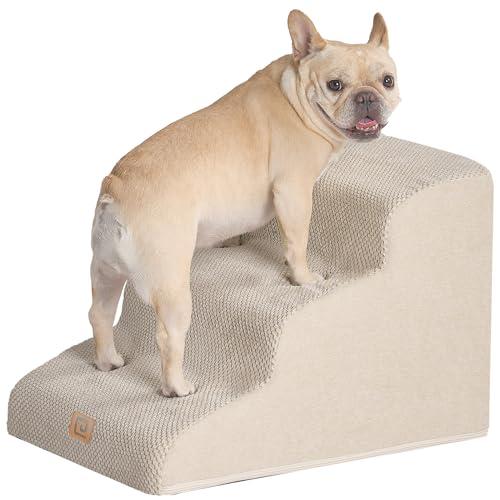 EHEYCIGA 犬階段 3段 ベージュ ドッグステップ ペット階段 滑り止め付き 洗える カバー取り外し （3段，ベージュ） | 