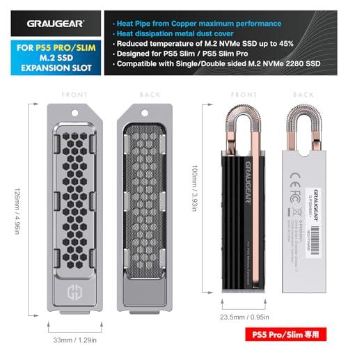 GRAUGEAR PS5 Pro/Slim専用のM.2 2280 NVMe SSDヒートシンク
