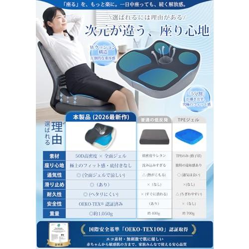 KATYOU 座布団 お尻が痛くならない ゲルクッション 腰痛対策ジェル×低