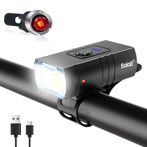 SALATI 超高輝度・遠距離照射自転車 ライト 高輝度 500ルーメン 2025の強化版・180°大ワイド照明 小型 軽量 懐中電灯兼用 IP | 