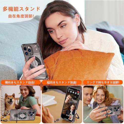 iPhone 14 用 ケース iPhone 13 用 ケース クリア MagSafe対応 リング付き ネック ショルダー アイフォン14 / |  | 01