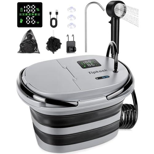 ポータブルシャワー13000mAh-一体型Tipkook 電動シャワー 20L折り畳み