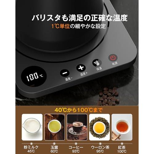 ハゴオギ (HAGOOGI) 電気ケトル 0.8L/1.0L 1200W コーヒー ケトル 温度設定 (1℃単位) 保温機能 空焚き防止 自動電 |  | 02