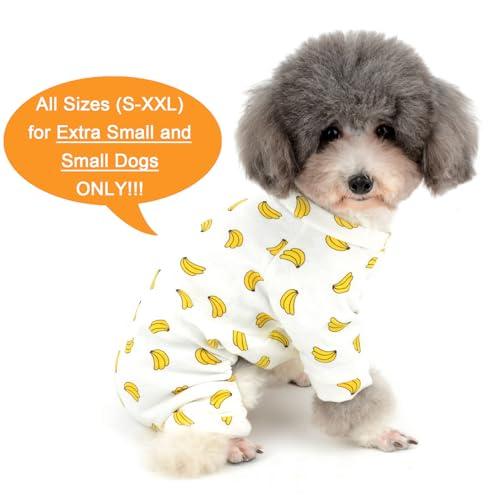 ZUNEA 犬 つなぎ パジャマ 春夏 ロンパース 小型犬 洋服 おしゃれ かわいい バナナ柄 ドッグウエア Tシャツ 部屋着 寝間着 抜け毛防 |  | 01