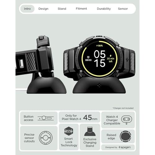Spigen Pixel Watch 4 45mm 一体型ケース スポーツ バンド 二重固定 