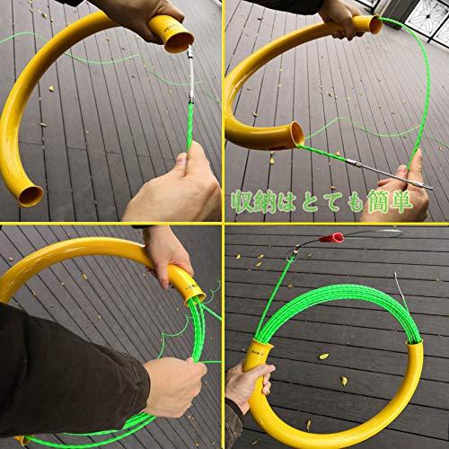 Aewio 20m通線 ロッド径 5mm 通線収納ケース 通線ワイヤー スチールワイヤー 通線 入線専用ワイヤー 通線工具 (20mグリーン+通 |  | 02