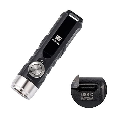 RovyVon オーロラ A1 明るい懐中電灯、650 ルーメン USB C 充電式小さな懐中電灯、キーチェーン懐中電灯 4 明るさモード、水の | 