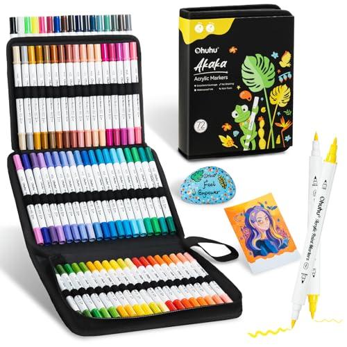 Ohuhu アクリルマーカー 72色セット アクリルペン 中綿式 不透明水性