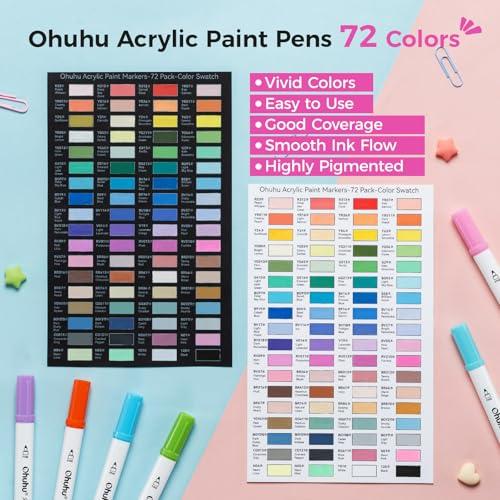 Ohuhu アクリルマーカー 72色セット アクリルペン 中綿式 不透明水性