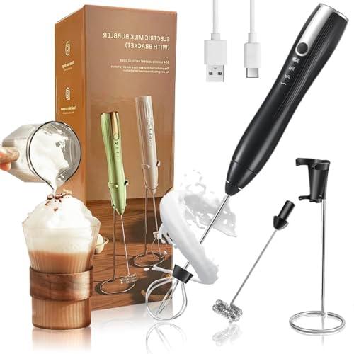 Elegirme 泡立て器 電動 ミルクフォーマー＆ホイッパー ２種類のシャフト付き/3段階スピード調整/USB-C充電式/コードレス/取扱簡単 | 