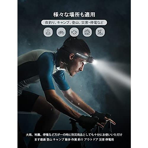ヘッドライト USB充電式 高輝度 LED 5種点灯モード 赤＆白ライト SOS