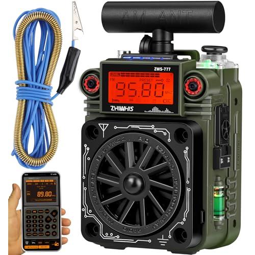 ZHIWHIS Bluetoothスピーカー BCLラジオ FM AM SW T型アンテナ付き/SOS