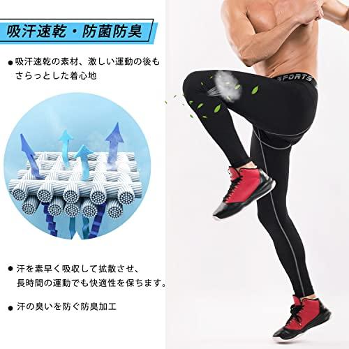 [Nesseo] スポーツタイツ メンズ コンプレッション ロング タイツ パワーストレッチ レギンス アンダー UVカット 吸汗 速乾 防寒 |  | 01