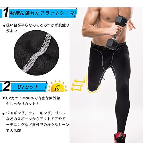 [Nesseo] スポーツタイツ メンズ コンプレッション ロング タイツ パワーストレッチ レギンス アンダー UVカット 吸汗 速乾 防寒 |  | 02