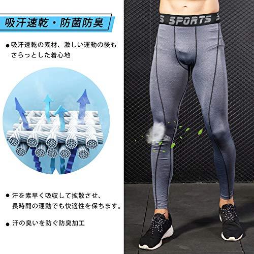 [Nesseo] スポーツタイツ メンズ コンプレッション ロング タイツ パワーストレッチ レギンス アンダー UVカット 吸汗 速乾 防寒 |  | 01