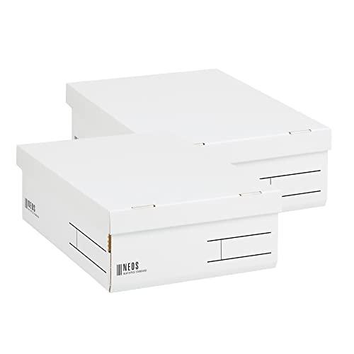 コクヨ 収納ボックス NEOS レギュラーハーフサイズ フタ付き 2個セット ホワイト フ-NE9832WX2 | 