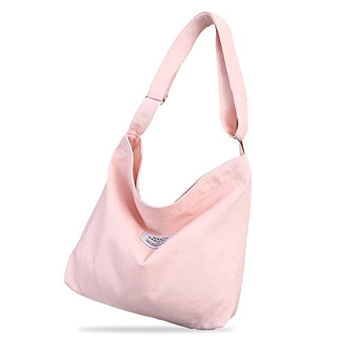 [RUMIERE] トートバッグ キャンバス ショルダーバッグ 大容量 通勤 通学 斜めがけ メンズ レディース (ピンクA) | 