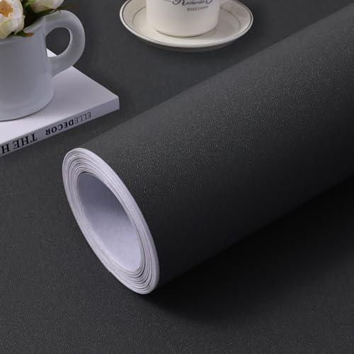 Cosnight 壁紙シール 黒 無地 40cmX3m はがせる壁紙 リメイクシート ブラック 防水 耐熱 壁紙 のり付き、剥がせる壁紙 装飾キ | 