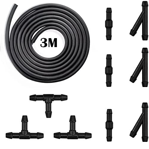 CTRICALVER フロントガラス ワッシャー ホース コネクタ キット， 3m 車 フロントガラス ワイパー 流体 ホース バンド 9ピース | 