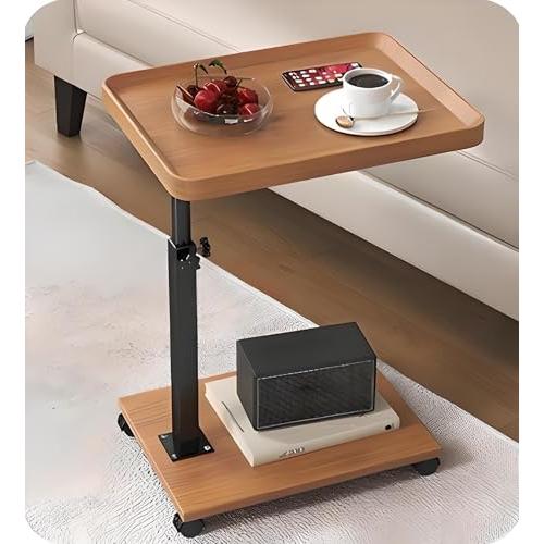 TAIVINN サイドテーブル キャスター付き ベッドサイド テーブル 昇降式