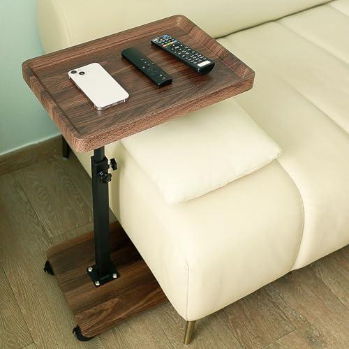 TAIVINN サイドテーブル キャスター付き ベッドサイド テーブル 昇降式