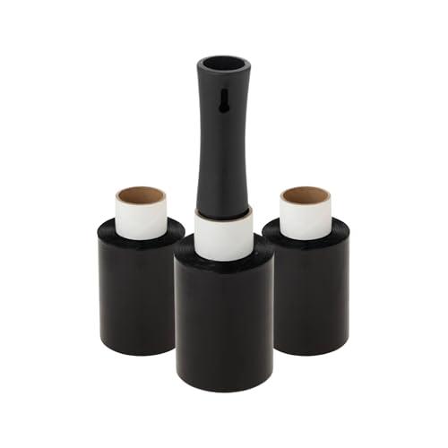 APMジャパン 梱包用ラップ（ミニストレッチフィルム） らくらくハンディラップ100 カラー Black 幅10cm×150m巻 20μ ホルダ | 