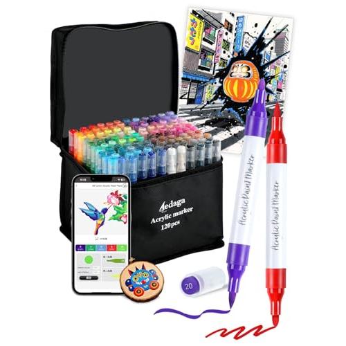 アクリルマーカー 120色セット 色付き号水性ペン アプリ付き カラー