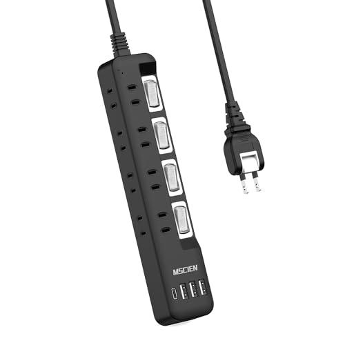 Mscienエムサイン 電源タップ usb付き 8個AC口 1個usb-c 3個usb-a 延長コード 3m 雷ガード 蛸足 コンセント タップ | 