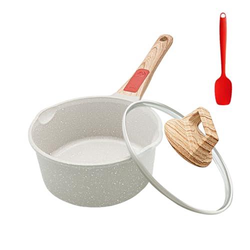 RANXINGST 16cmミルクパン 片手鍋 IH・ガス火対応 蓋付き 取っ手の取れる小鍋 くっつきにくい テフロン・コーティング お手入れ簡 | 