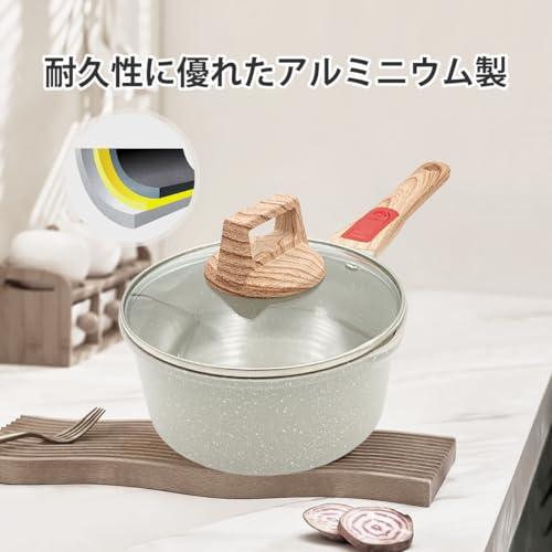 RANXINGST 16cmミルクパン 片手鍋 IH・ガス火対応 蓋付き 取っ手の取れる小鍋 くっつきにくい テフロン・コーティング お手入れ簡 |  | 02