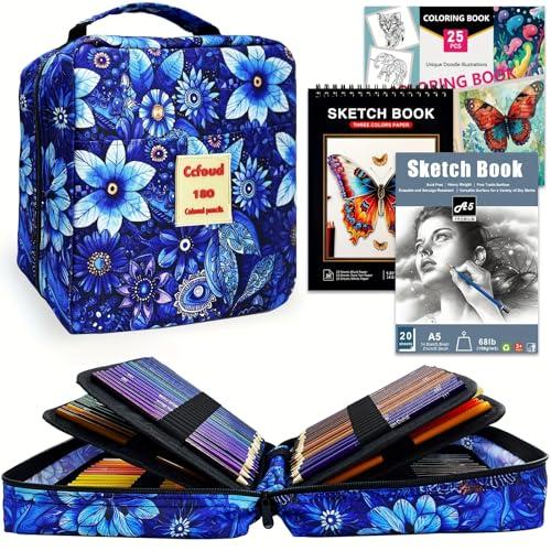 色鉛筆 180色セット 油性色鉛筆 プロ専用ソフト芯色鉛筆セット 子供から大人、アーティストまで理想的な塗り絵と絵画に (収納ポーチ付き) | 