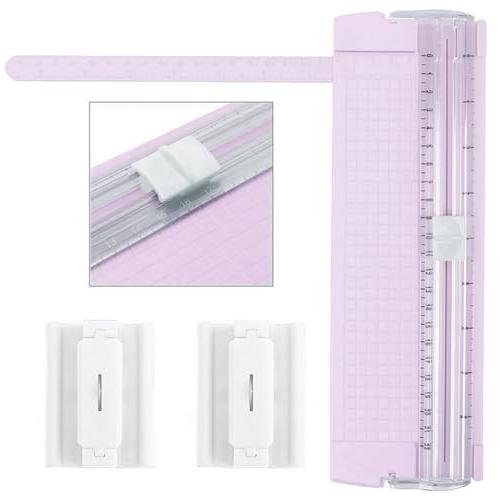 ペーパーカッター 裁断機 小型 2個替え刃付き A4 対応 スライドカッター 双方向 厚紙 写真 コーピー用紙 文房具 スケール定規が付属 (パ | 