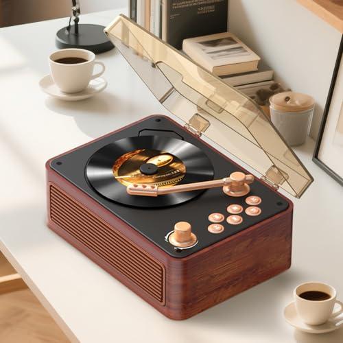 Gueray CDプレーヤー レトロ Bluetooth受信＆送信 HiFIスピーカー内蔵