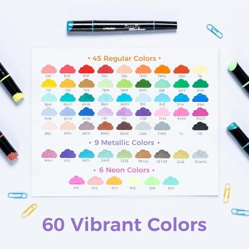 Ohuhu アクリルマーカーペン 60色 太・細字 アクリル絵具 ペイント