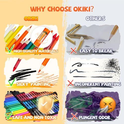 Okiki お絵描きセット新登場 双頭式色鉛筆 クレヨン 水性ペン 184