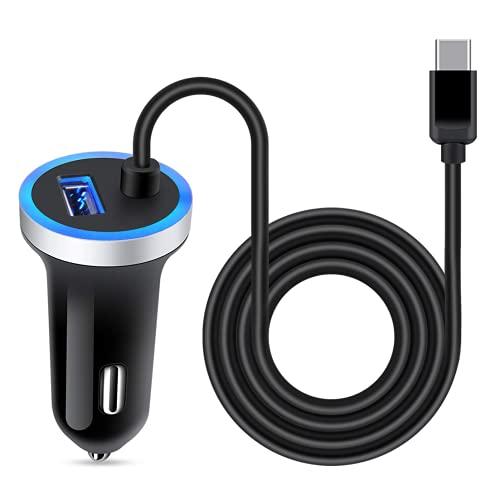 シガーソケット USB & USB-C カーチャージャー車 充電器 ANNIBER カーチャージャー USB Type-Cケーブル付き iphone16 シガー