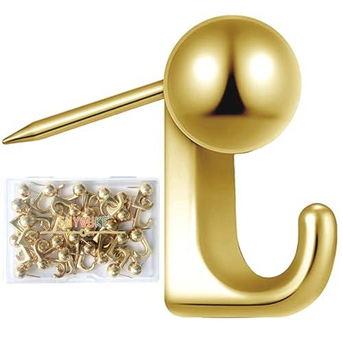 5WYOUKE30個入 石膏ボード フック 画鋲 フック ピンフック 耐荷重約5kg 壁 傷つけない おしゃれ ゴールド ミニ 目立たない 押し | 