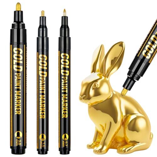 AKARUED 金メッキ 補修ペン メッキペン 3本セット 0.7mm/1mm/2mm メッキ メッキ剥がれ補修 鏡面効果 強光沢 防水 模型/ | 