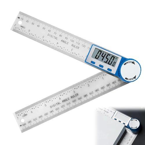 デジタル 角度計 分度器 200mm LCD液晶画面 0-360°測定範囲 自由調整 角度測定 長さ測定 電池付属 角度ルーラー 分度器 （グレ の商品画像