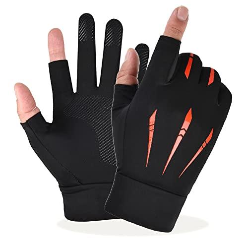 [SCOLORKI] メンズグローブ 春夏用 冷感手袋 薄手 UVカット 日焼け止め 指出し 2本切り 滑り止め スマホ操作 ストレッチ 速乾性 | 