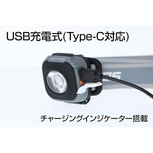 GENTOS(ジェントス) LED ヘッドライト USB充電式 明るさ360ルーメン