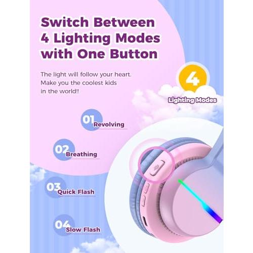 iClever 子供用ヘッドフォン Bluetoothヘッドフォン ワイヤレス キッズヘッドフォン 音量制限付き（74/85 dBA） 45Hプ |  | 01