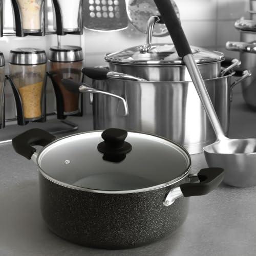 パール金属 深型大型鍋 ガラス蓋付 26cm IH対応 マーブルダイヤモンド