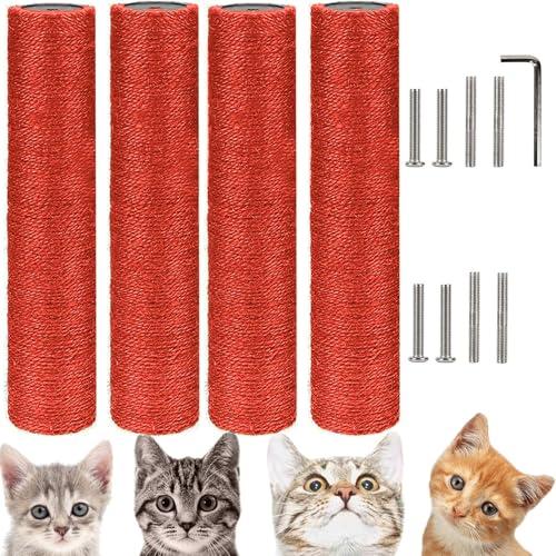 爪研ぎ キャットタワー ポール 替え  麻柱 用 支柱 爪とぎ ペット用品 (30cm*4本 M8 赤) | 