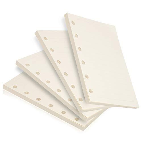 LEOBRO 4冊セット メモ帳リフィル システム手帳リフィル 手帳リフィル ミニ6穴 A7 ポケットサイズ 横罫7mmクリーム 180枚 | 